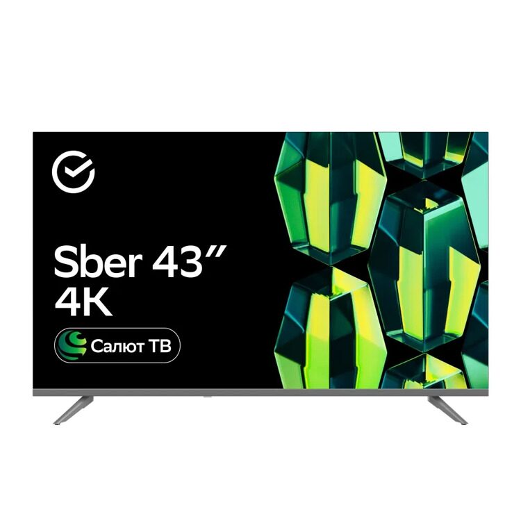 43" Телевизор Sber SDX 43U4123B черный 3840x2160, 4K Ultra HD, 60 Гц, Wi-Fi, Smart TV, Салют ТВ